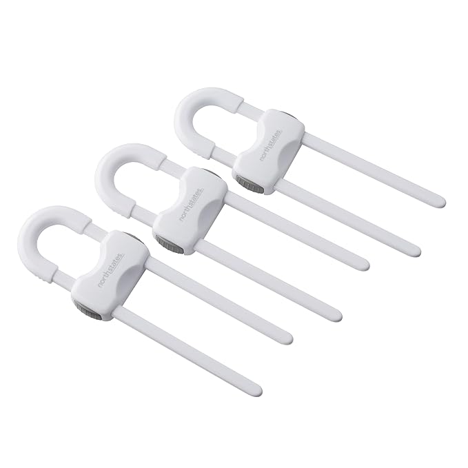 Toddleroo by North States - Sliding Cabinet Locks for Baby Proofing: Child Proof Cabinet Locks - 3 Pack - White