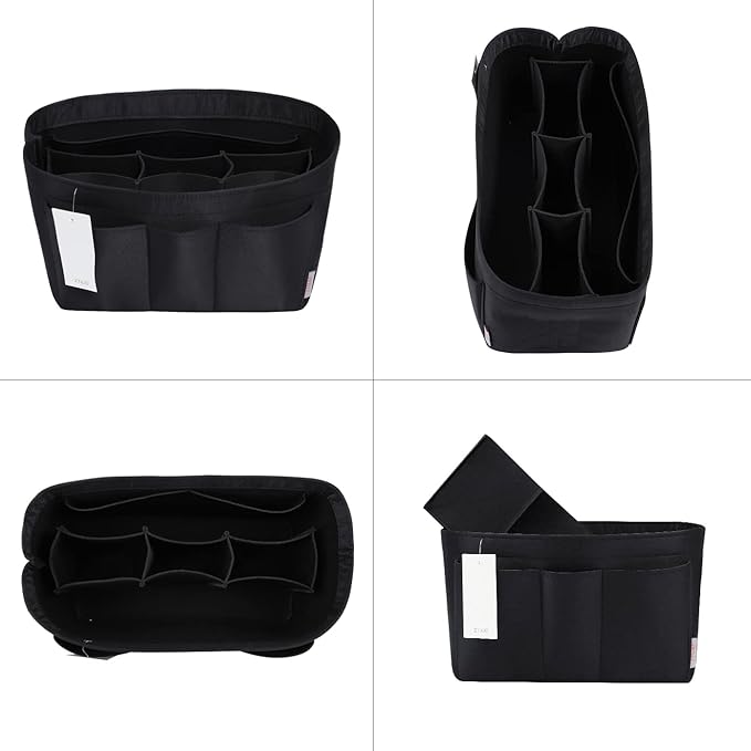 ZTUJO Purse Organizer Insert, Felt Bag Organizer For Handbag Purse Organizer,13 Colors, 6 Size (Medium, Silky Black)