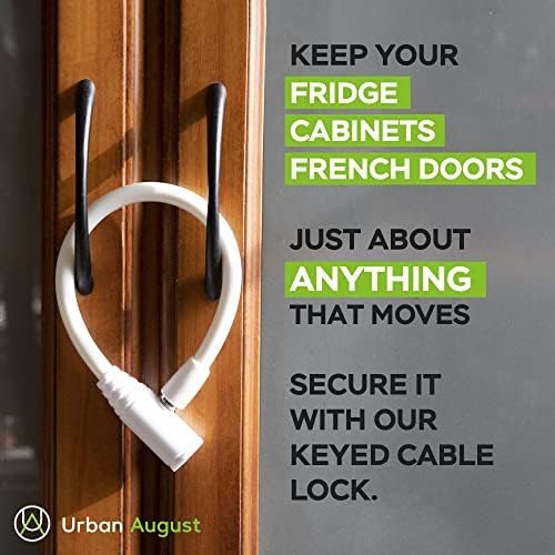 Urban August Child-Proof Refrigerator Lock for Kids & Adults - Lock for French Door Fridge and Cabinet (Regular, White - 2 Pack)