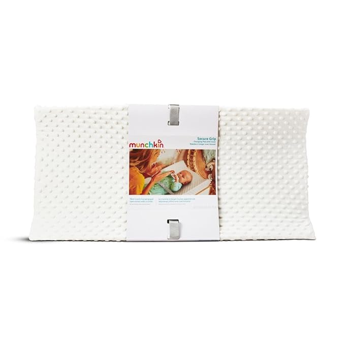 Munchkin Secure Grip Baby Diaper Changing Pad with Cover for Dresser, Waterproof and Wipeable, Contoured, Standard Size (14.75" x 31"), White