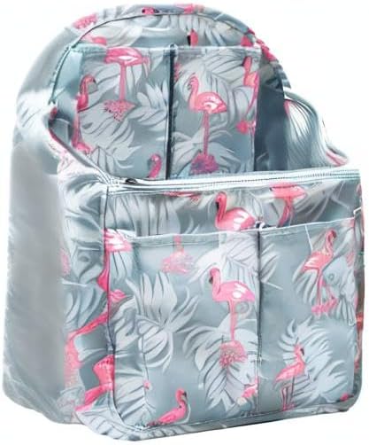 Surblue Backpack Organizer Insert Liner Hanging Travel Rucksack Purse and Handbag Insert Pocket, High-capacity Divider Foldable Nylon Shoulder Bag Organizer for Men and Women, (Flamingo, M)