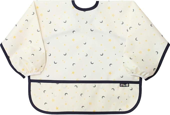 Plie Long Sleeve Waterproof Bib for Toddlers – Soft Feeding Smock for Baby Mealtime, Self-Feeding, BPA-Free, Easy Clean