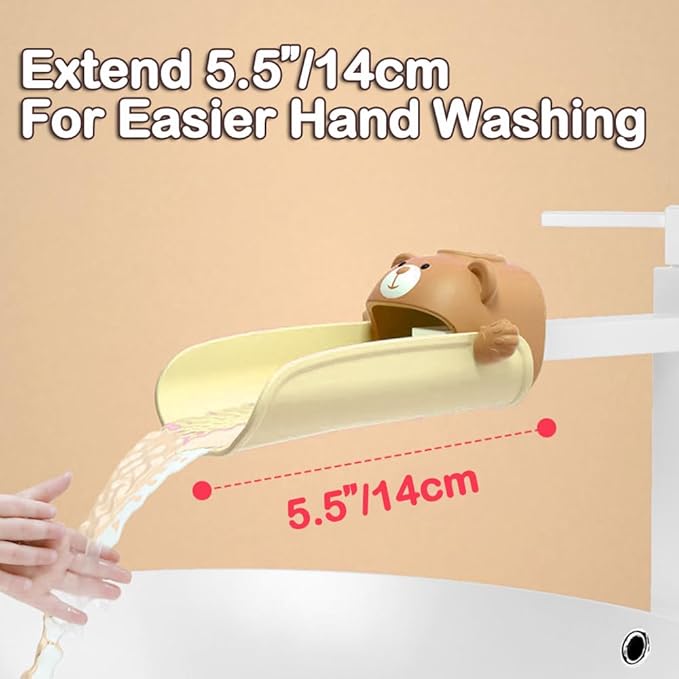 DLUCKY Faucet Extender for Sink Easy Use Sink Faucet Extenders with Temperature Sensitive for Toddlers, Kids Hand Washing Faucet Extension for Bathroom Sink, Kitchen, Brown