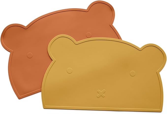 Silicone Placemats for Toddlers & Kids, Baby Table Mat for Restaurants & Dining Table, Non Slip &Wipeable Samll Placemats Cute Food Mat Eating Mat for Toddlers Self-Feeding Fun, 2 Pack