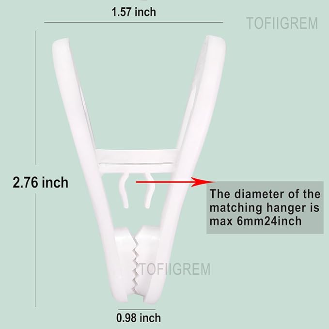 TOFIIGREM White Hanger Clips 50 Pack, Multi-Purpose Plastic Hangers Clips Perfect for Plastic Clothes Hangers, Clothes Pins Finger Clip for Skirt Pants Hangers