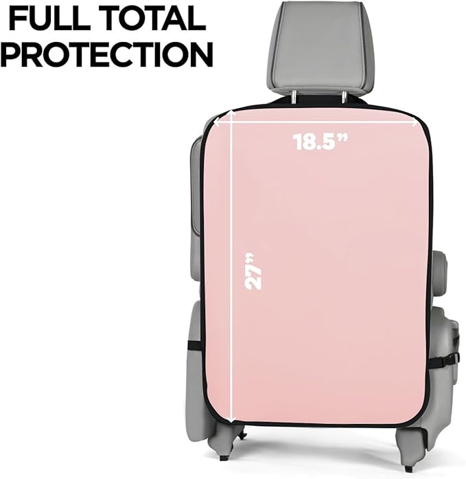 lebogner Back Seat Cover for Kids, 2 Pack Kick Mats Backseat Protector, Car Interior Travel Accessories Waterproof Kick Guard for Vehicles to Protect from Dirt, Mud & Scratches of Kids Feet, Pink