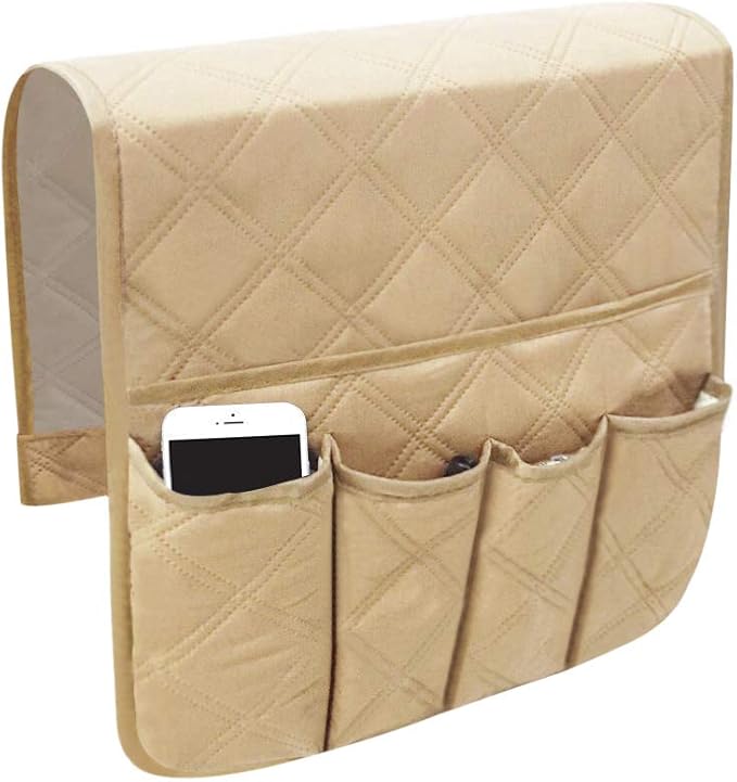 Couch Sofa Armrest Organiser Arm Chair Caddy Bedside Storage Pocket with 6 Pockets TV Remote Holder Bed Storage Pocket Bag for Cellphone Tablet Notepad Book Magazines DVD Glasses