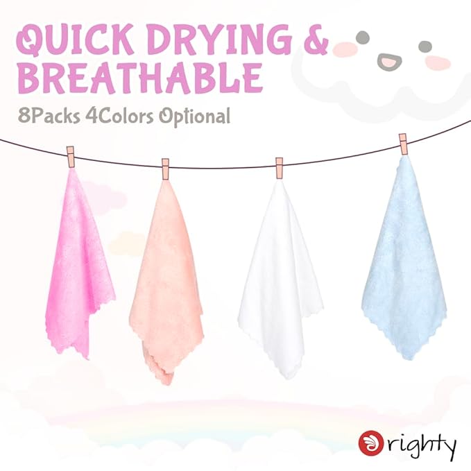 Orighty Burp Cloths for Baby - Super Soft & Highly Absorbent Coral Fleece, 12 x 16 Inch Gentle & Large Burp Rugs, 8 Pack