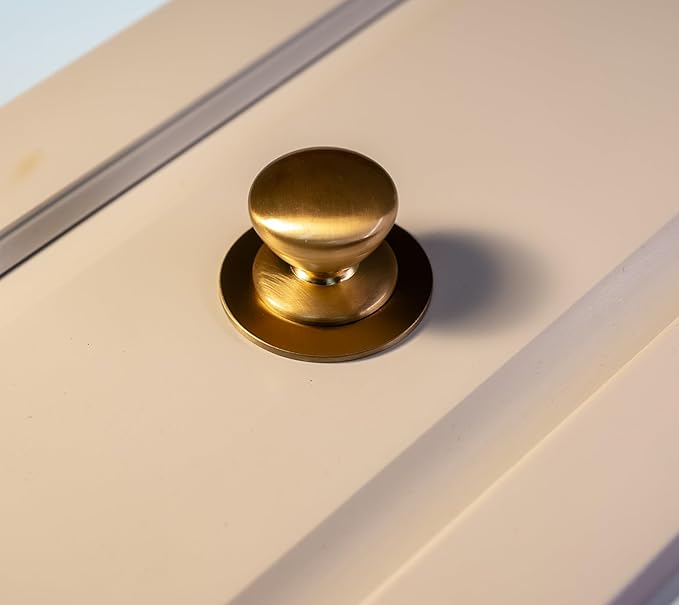trust4care 4-Pack Brushed Gold Brass Round Large Backplate Rosette Washers for Bifold Cabinet Knob Handles, Thick 2-1/3" Titanium Gold Back Plate Sheets for Bi-Fold Pull Doorknobs