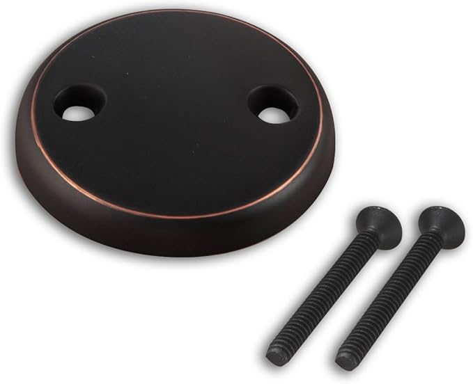 Dual Hole Bathtub Drain Overflow Plate with Two Matching Screws, Easy to Install, Venetian Bronze