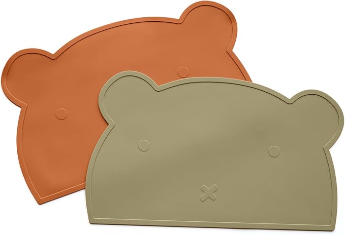 Silicone Placemats for Toddlers & Kids, Baby Table Mat for Restaurants & Dining Table, Non Slip &Wipeable Samll Placemats Cute Food Mat Eating Mat for Toddlers Self-Feeding Fun, 2 Pack