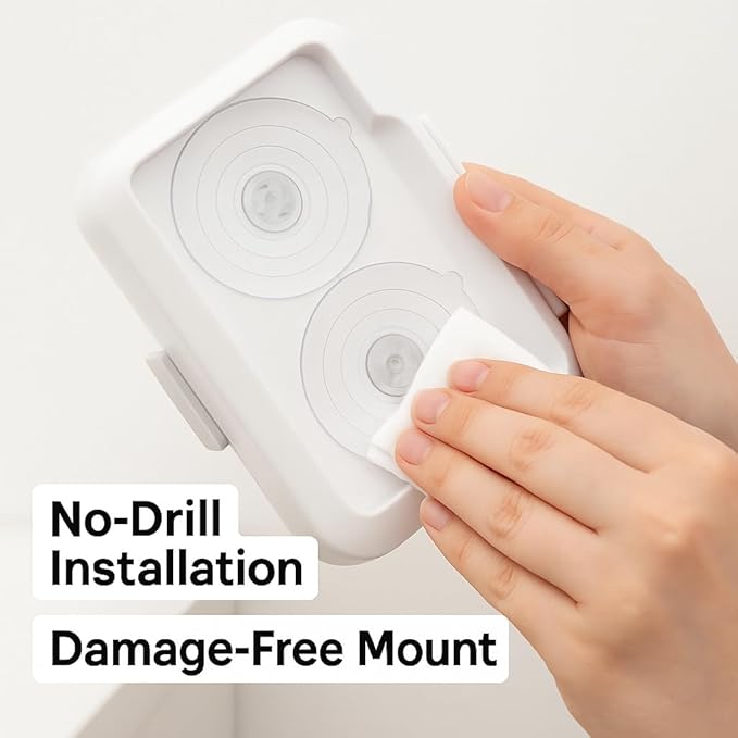 2-Pack Loo Discreet Flushable Wipes Dispenser – Fits Standard Size Flushable Wipes Only – No-Drill Suction Mount, Hygienic Low-Profile Holder for Bathroom & Toilet