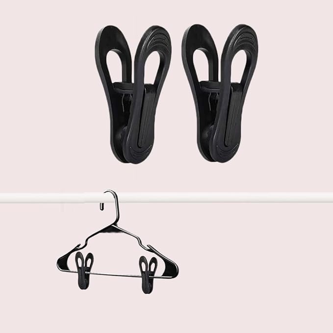 TOFIIGREM Black Hanger Clips 60 PCS, Multi-Purpose Plastic Clips Perfect for Plastic Hangers Velvet Hanger, Finger Clips for Skirt Pants Hangers