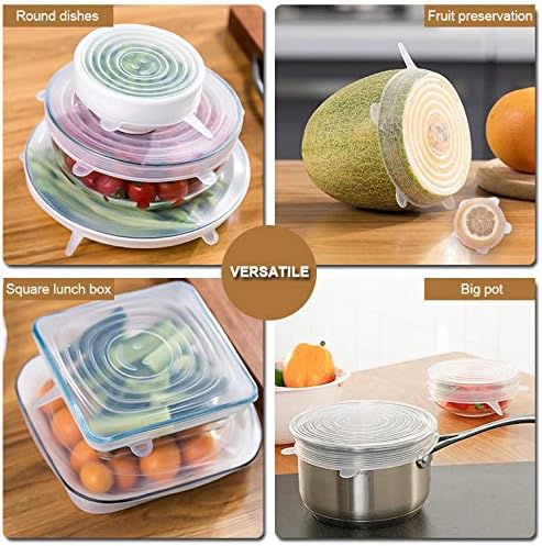 LELE LIFE 4 Pack Same Size Silicone Stretch Lids, Thicker Reusable Sturdy Silicone Container Cover, Expandable Food Storage Covers, Dishwasher and Freezer Safe, 2.56in(6.5cm)