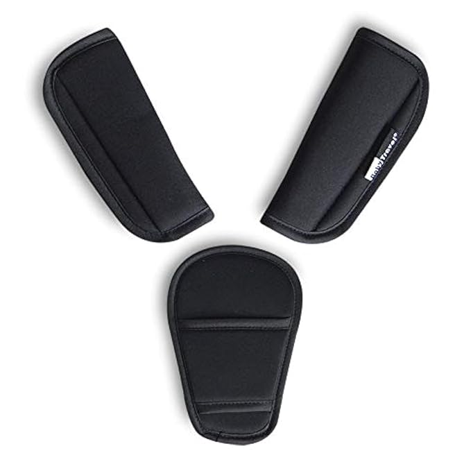 3 Pieces Baby Stroller Car Seat Strap Covers and Crotch Pad Combo Black, Soft Seat Belt Strap Covers Universal for Newborns Infants Kids Child, Pushchair Seat Belt Covers