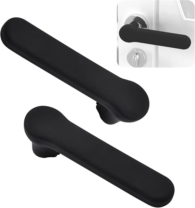 Door Handle Covers, 2Pcs Silicone Door Knob Covers Anti-Static Safety Door Handle Glove Covers Door Knob Protector for Flat Square Door Levers (Matte Black)