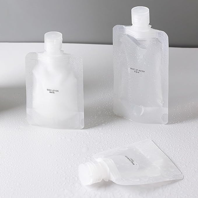 KALLORY 13Pack Travel Pouches for Toiletries,TSA Approved,Portable Containers,Stand Up Pouch,Refillable Travel Accessories for Shampoo Conditioner Lotion Soap Liquids (30/50/100ml)