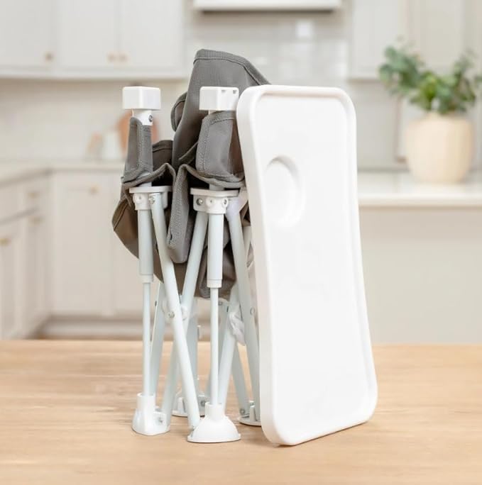 Regalo My Chair 2-in-1 Baby High Chair & Portable Travel Booster Seat, High Chair for Babies & Toddlers, Booster Seat for Kitchen Chair, Oversized Tray with Cup Holder, Gray