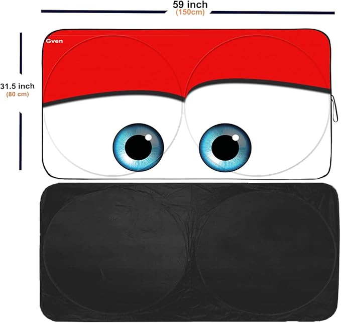 Gven Windshield Sun Shade for Car Front Window Sunshades Windshield Cover Automotive Interior Sun Protector Accessories for Compact& Midsize Sedan,Com& Subcompact SUV,Small Pickup,Wagon (Red, S)