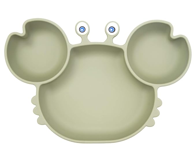 Linowos Silicone Suction Plate for Toddlers - Self Feeding Training Divided Plate Dish and Bowl for Baby and Toddler, Fits for Most Highchairs Trays, BPA Free Microwave Dishwasher Safe