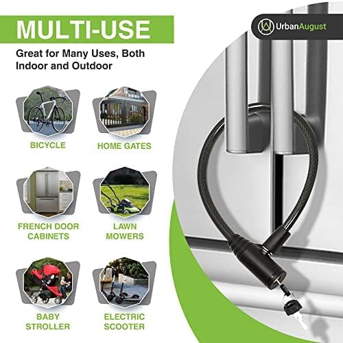 Urban August Child-Proof Refrigerator Lock for Kids & Adults - Lock for French Door Fridge and Cabinet (Small, White - 3 Pack Keyed Alike)