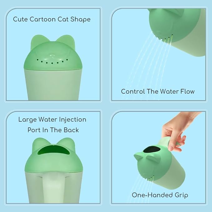 Baby Bath Rinse Cup, Cute Cartoon Cat Baby Bath Rinser Baby Rinser Pail Shampoo Rinser, Newborn Bath Shower Wash Hair Cup for Bath and Shower