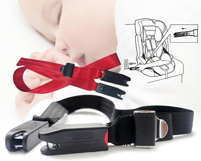Strap Pads Compatible with 1 Pcs Universal ISOFIX Kids Seat Car Fixing Straps Covers with Latch Interface Accessory Cover Set (Red)