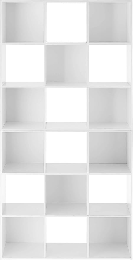 Whitmor 9 Cube Storage Organizer, 3 Tier Stackable MDF Bookcase, Open Storage Display Bookshelf, Storage Cabinet for Living Room, Bedroom, Home, Office, 35.5" L x 11.7" W x 35.5" H, White