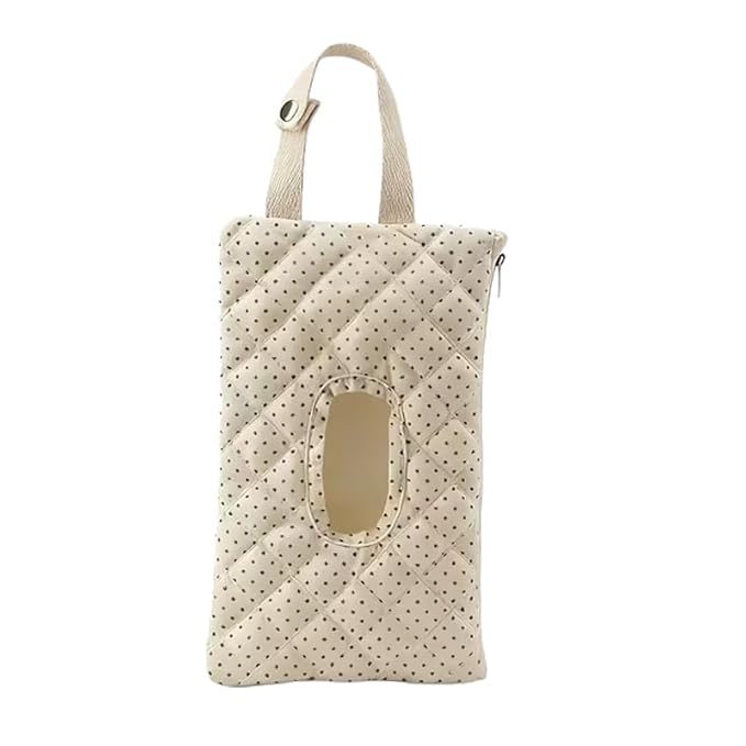 HIBEAR Quilted Diaper Wipe Pouch Portable Mommy Bag Refillable Floral Baby Wipe Holder for Travel Stroller Daily Casual (Polka Dots)