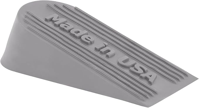 Rubber Door Stoppers for Bottom of Door Made in USA - Door Stop Wedge for Carpet, Tile, Concrete Floor, Heavy Duty for Commercial & Home - 2.1 x 1.3 x 4.3 Inches - Gray, 4 Pack