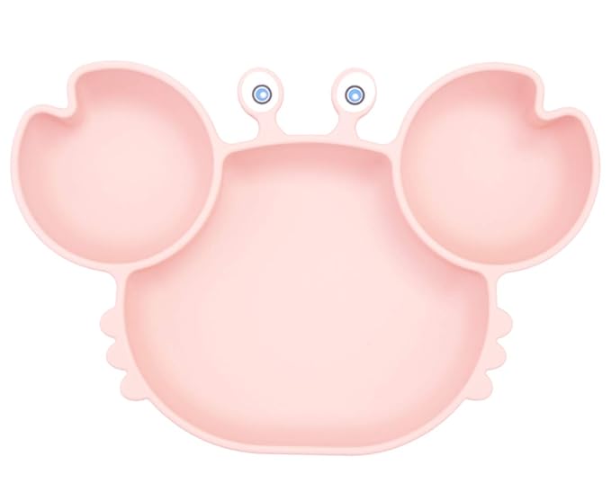 Linowos Silicone Suction Plate for Toddlers - Self Feeding Training Divided Plate Dish and Bowl for Baby and Toddler, Fits for Most Highchairs Trays, BPA Free Microwave Dishwasher Safe