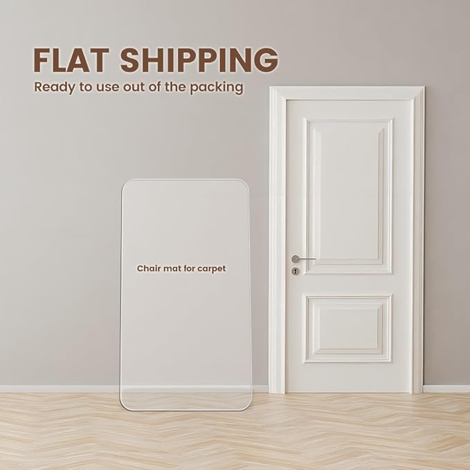 Office Chair Mat for Carpet, 48"x36", Transparent, 0.14" Thick, Heavy Duty, Flat Shipping, Protects Carpets & Hardwood Floors