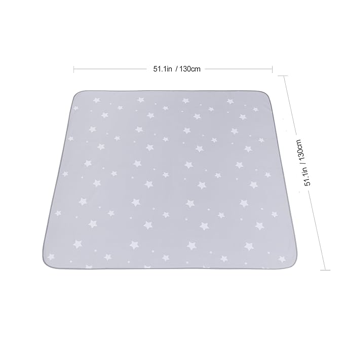 Splat Mat for Under High Chair/Arts/Crafts, WOMUMON Washable Baby Spill Mat Waterproof Anti-Slip Floor Splash Mat, Portable Play Mat and Table Cloth (Star, 51")