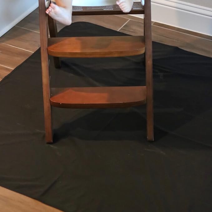 BapronBaby Minimalist Black Splash Mat - Waterproof Catch-All for Under High Chairs, Floors, Tables, Playtime or Arts & Crafts - Machine Washable - 45" x 45”