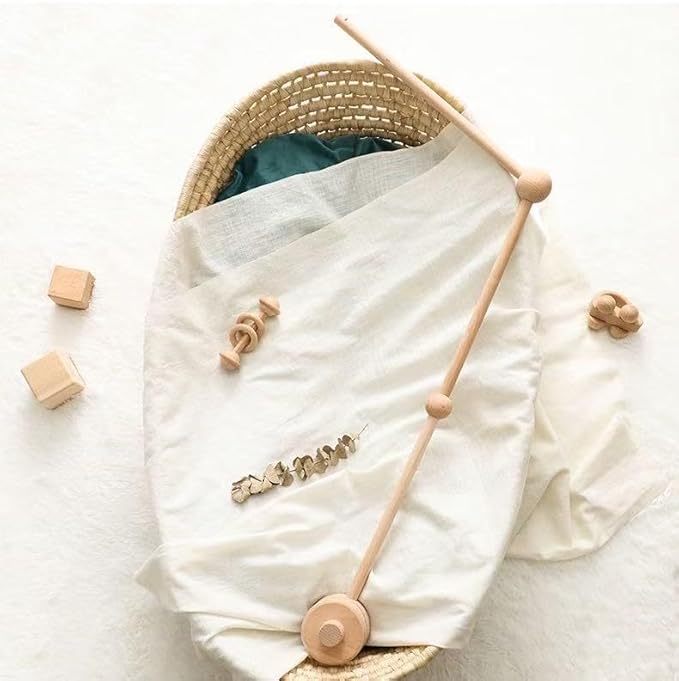 PandaEar Baby Crib Mobile Arm, Beech Wooden Mobile Holder with Anti-Slip Attachment, Baby Mobile Hanger for Crib Nursery Décor Accessories