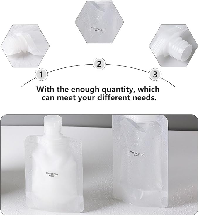 KALLORY 13Pack Travel Pouches for Toiletries,TSA Approved,Portable Containers,Stand Up Pouch,Refillable Travel Accessories for Shampoo Conditioner Lotion Soap Liquids (30/50/100ml)