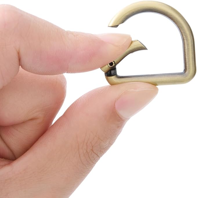 10pcs Metal D Ring Spring Key Hooks Keyring Clip for Keychain Buckle, Backpacks Handbag Purse Hardware, DIY Crafts