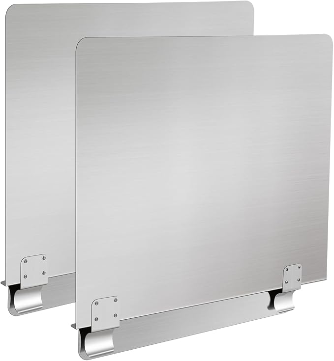 Stainless Steel Commercial Deep Fryer Splash Guard 20-1/2" W X 18" H Side Splash Universal fit clips stop oil from splattering, pack of 2
