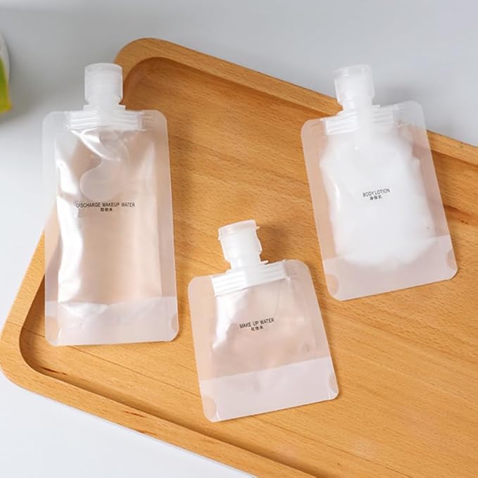 KALLORY 13Pack Travel Pouches for Toiletries,TSA Approved,Portable Containers,Stand Up Pouch,Refillable Travel Accessories for Shampoo Conditioner Lotion Soap Liquids (30/50/100ml)