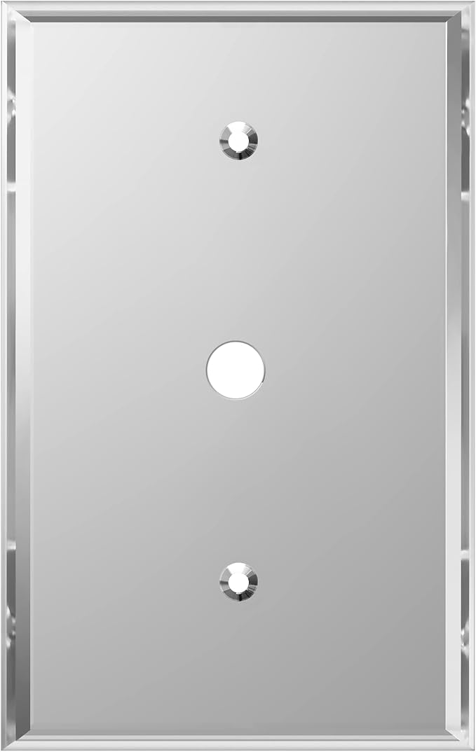 LIDER Reflective Acrylic 0.406" Diameter Hole Phone Cable Wall Plate, Mirrored Cable Plate, Acrylic Glass, Oversized 1-Gang 5.25" x 3.44", LWP-41O-ASV, Silver