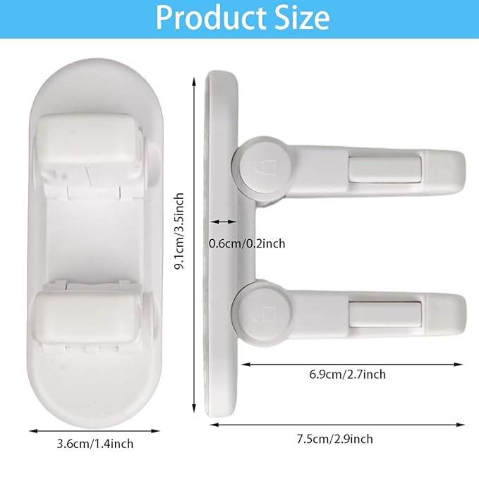 Improved Childproof Door Lever Lock（2 Pack）Prevents Toddlers from Opening Doors. Durable ABS with Adhesive Backing. Simple Install, No Tools Needed