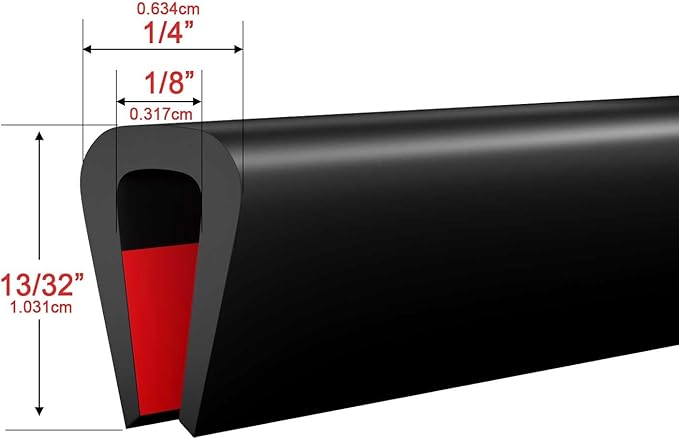 Silicone Edge Trim Self-Adhesive U Channel Silicone Edge Trim Edge Protector for Sheet Metal (Black, Fit 1/8" - L 20')