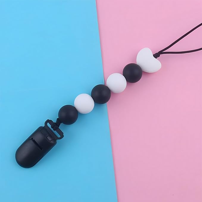 Langmeil 50pack 15mmRibbon Pacifier Plastic Suspender Clips for DIY Teething Toys Baby Blankets Dummy Bib Leash, Black