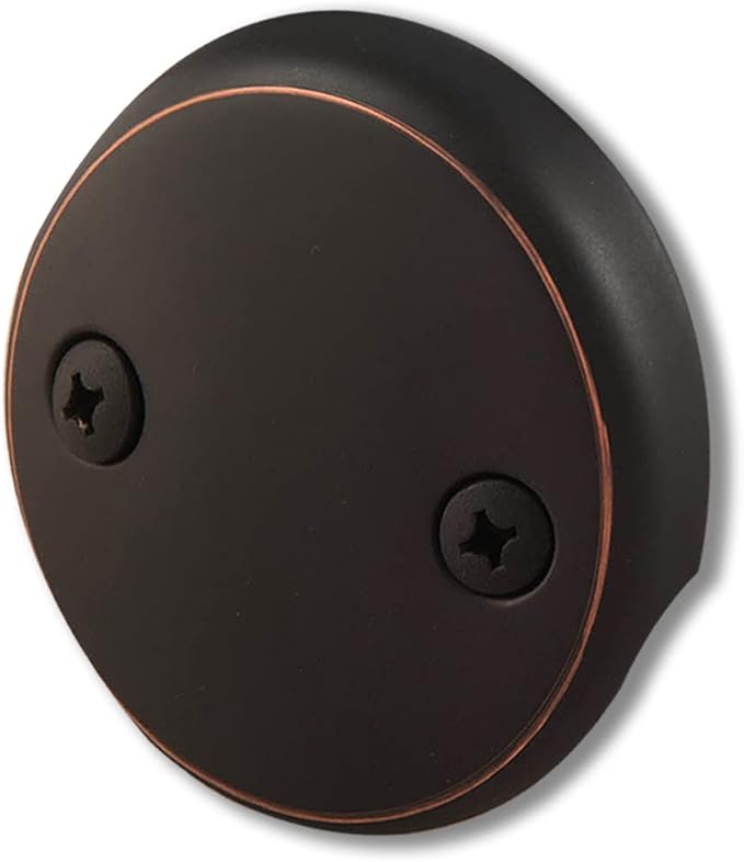 Dual Hole Bathtub Drain Overflow Plate with Two Matching Screws, Easy to Install, Venetian Bronze