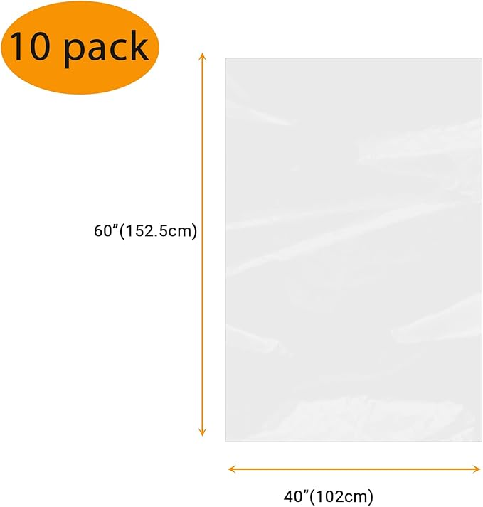 Belinlen 10 Count 40x60 inches large Clear Plastic Bag Giant Storage Bags Furniture Cover Plastic Bag for Moving Protection and Long Term Storage, Large Items Dustproof, Moistureproof (2 Mil)