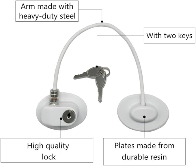 FIGEPO Refrigerator Lock with Magnetic, Dorm Freezer Door and Child Safety Cabinet Lock, Strong Adhesive, Convenient to Unlock (1, White-1)