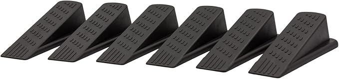 Door Wedge Stopper Door Stops for Floor-Door Stop Wedge Rubber Door Stop Pack of 6 Door Stopper Wedge(Black) Easy Solution for Hotel Home Office Residential Commercial Use