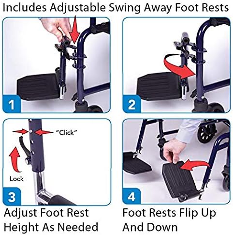 Wheelchair Swingaway Legrest Aluminum Footplates & Heel Loops (Pair) (Black)