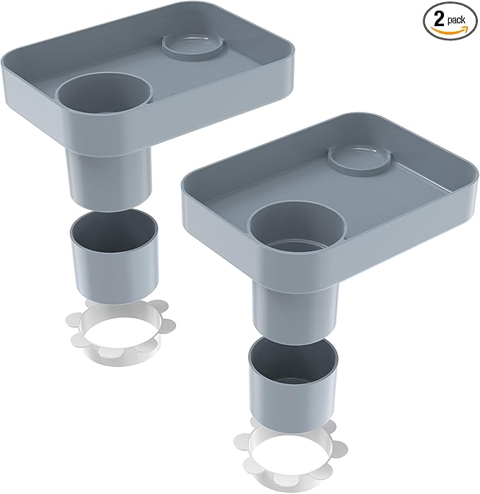 (2 Pack) Car Seat Tray for Kids Travel, Carseat Tray for Food Toddler, Car Seat Table Tray, Car Seat Cup Holder Snack Tray for Graco, Evenflo, Chicco, Rotatable Removable Road Trip Essentials-Gray