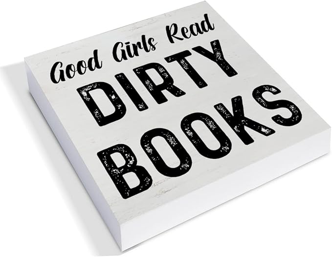 Yidou Book Quote Wooden Decor Box Good Girls Read Dirty Books - Rustic Home Shelf Wall Decor